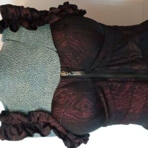 Ruffled Zip Front Mini Dress - Black